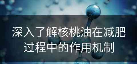 深入了解核桃油在减肥过程中的作用机制